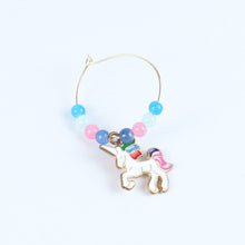 Load image into Gallery viewer, ac23-039-unicorn-charms-hoop-earrings-blue-pink