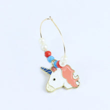 Load image into Gallery viewer, ac23-040-unicorn-charms-hoop-earrings-pink