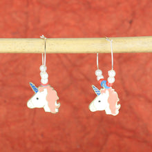 Load image into Gallery viewer, ac23-040-unicorn-charms-hoop-earrings-pink
