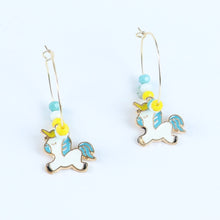 Load image into Gallery viewer, ac23-041-unicorn-charms-hoop-earrings-blue