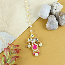 Load image into Gallery viewer, Kundan Studded Handcrafted Maang Tikka for Girls Pink