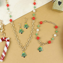Load image into Gallery viewer, Christmas Tree Charm Jewellery Set Green::Red