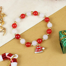 Load image into Gallery viewer, Christmas Cap Charm Beaded Bracelet Red::White