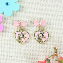 Load image into Gallery viewer, Unicorn Heart Charms Earrings - Pink