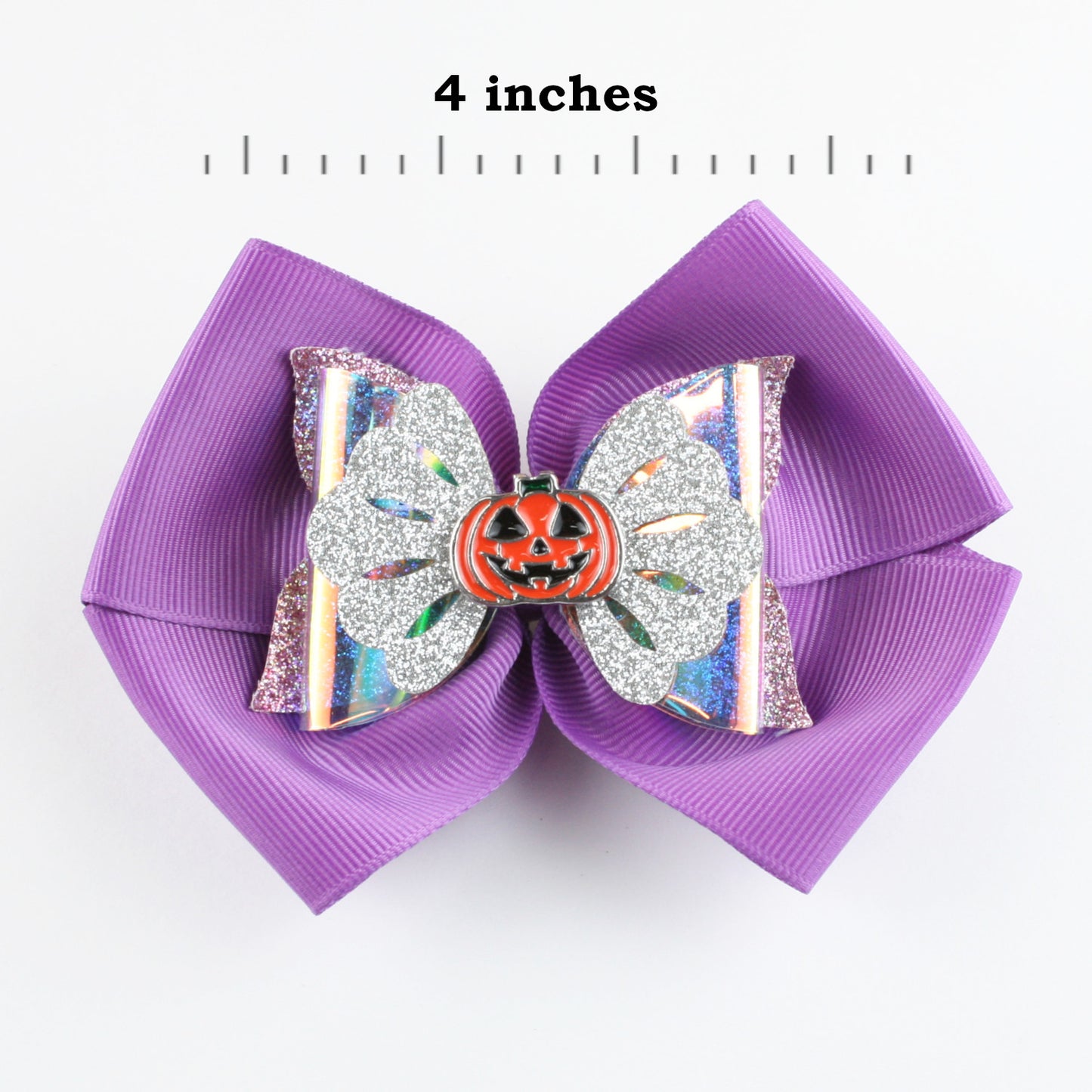 Purple Bow Jack O Lantern Halloween Hair Clip