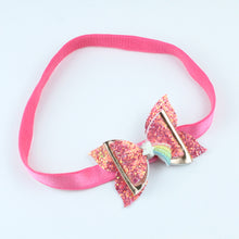 Load image into Gallery viewer, Glitter Bow Rainbow Charm Pink Headband for Girls
