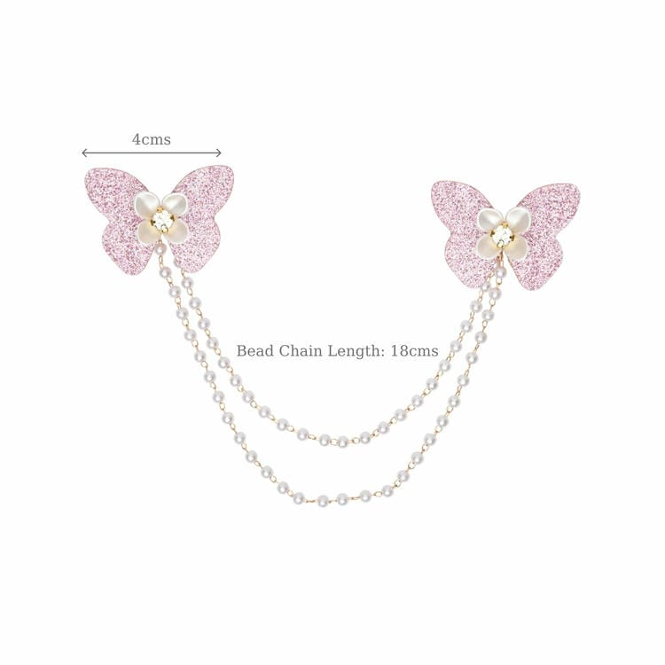 Butterfly Glitter Charm Beaded Hair Clip