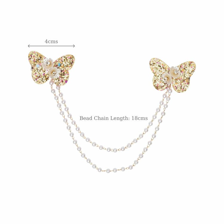 Butterfly Glitter Charm Beaded Hair Clip