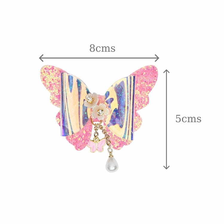Floral Charm Butterfly Glitter Tassel Hair Clip