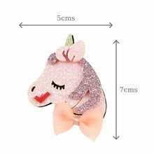 Load image into Gallery viewer, Set of 2 Glitter Unicorn and Embellished Heart Hair Clips
