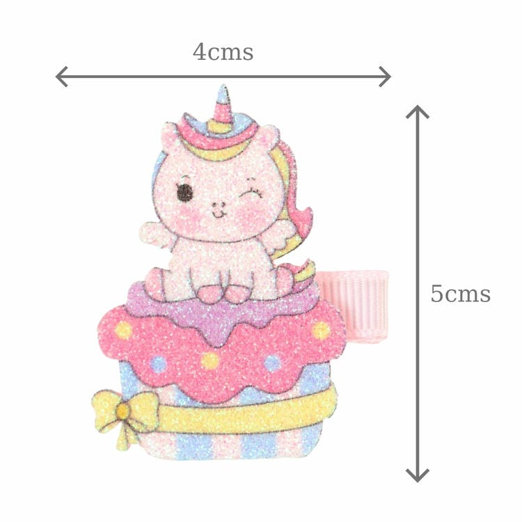 Set of 3 Unicorn Rainbow Glitter Fabric Hair Clips