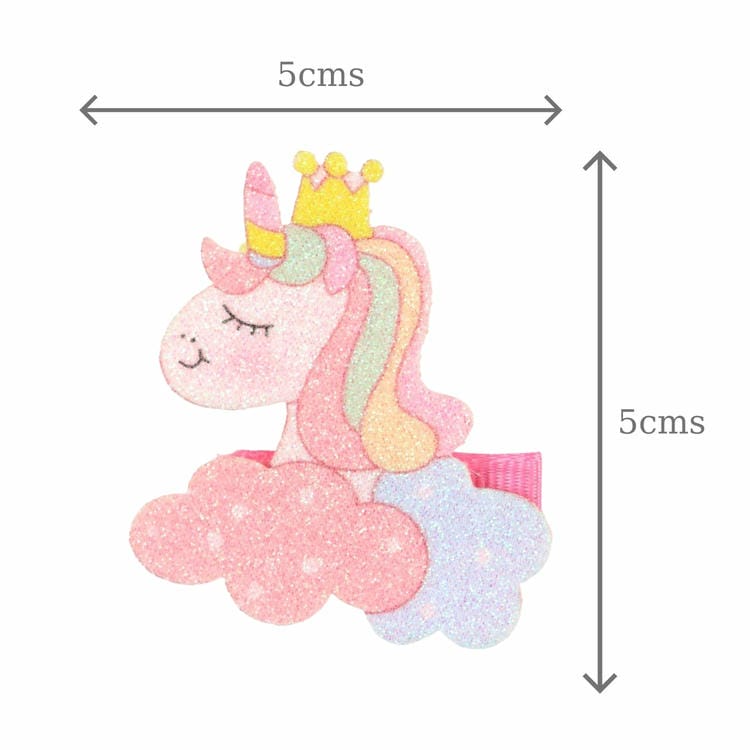 Set of 3 Unicorn Rainbow Glitter Fabric Hair Clips