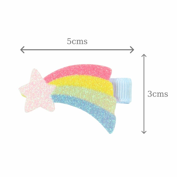 Set of 3 Unicorn Rainbow Glitter Fabric Hair Clips