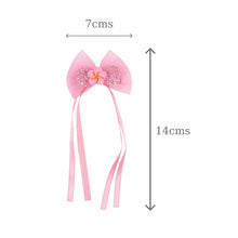 Load image into Gallery viewer, Set of 3 Floral Charm Fabric Bow Hair Clips
