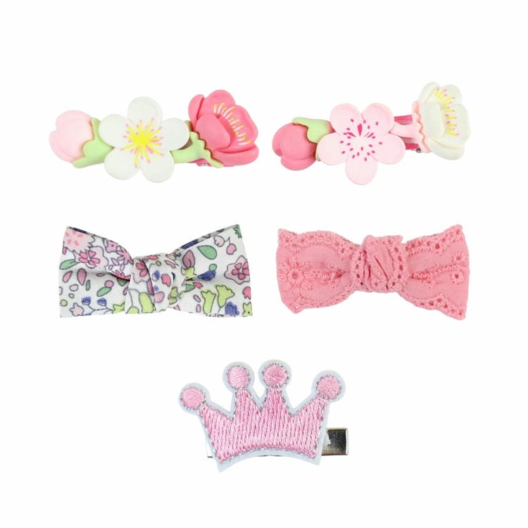 Set of 5 Fabric Resin Hair Clips