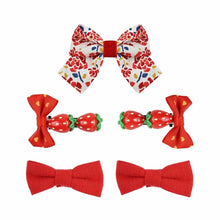 Load image into Gallery viewer, Set of 5 Fabric Resin Bow Hair Clips

