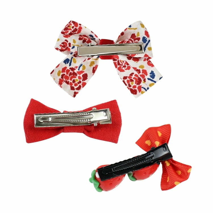 Set of 5 Fabric Resin Bow Hair Clips