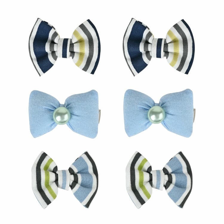 Set of 6 Fabric Bow Hair Clips