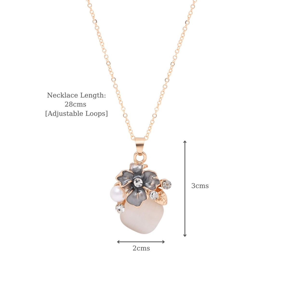 Floral Teardrop Crystal Necklace & Earrings Gift Set for Sister