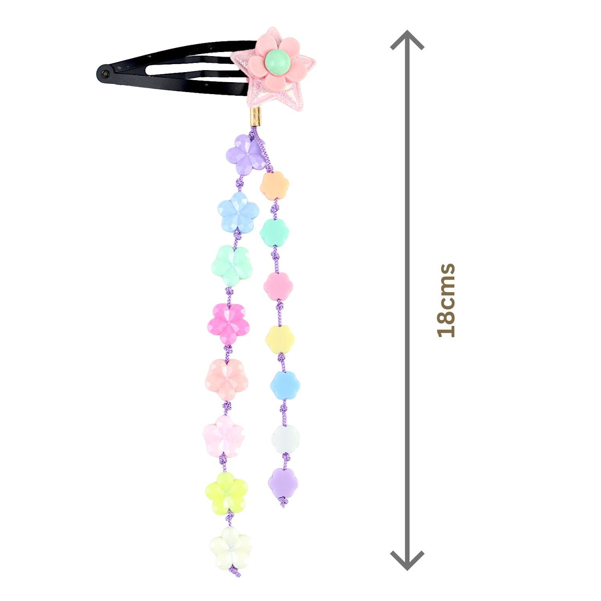Resin Charm Beaded Tassel Kids Hair Clips, Set of 2
