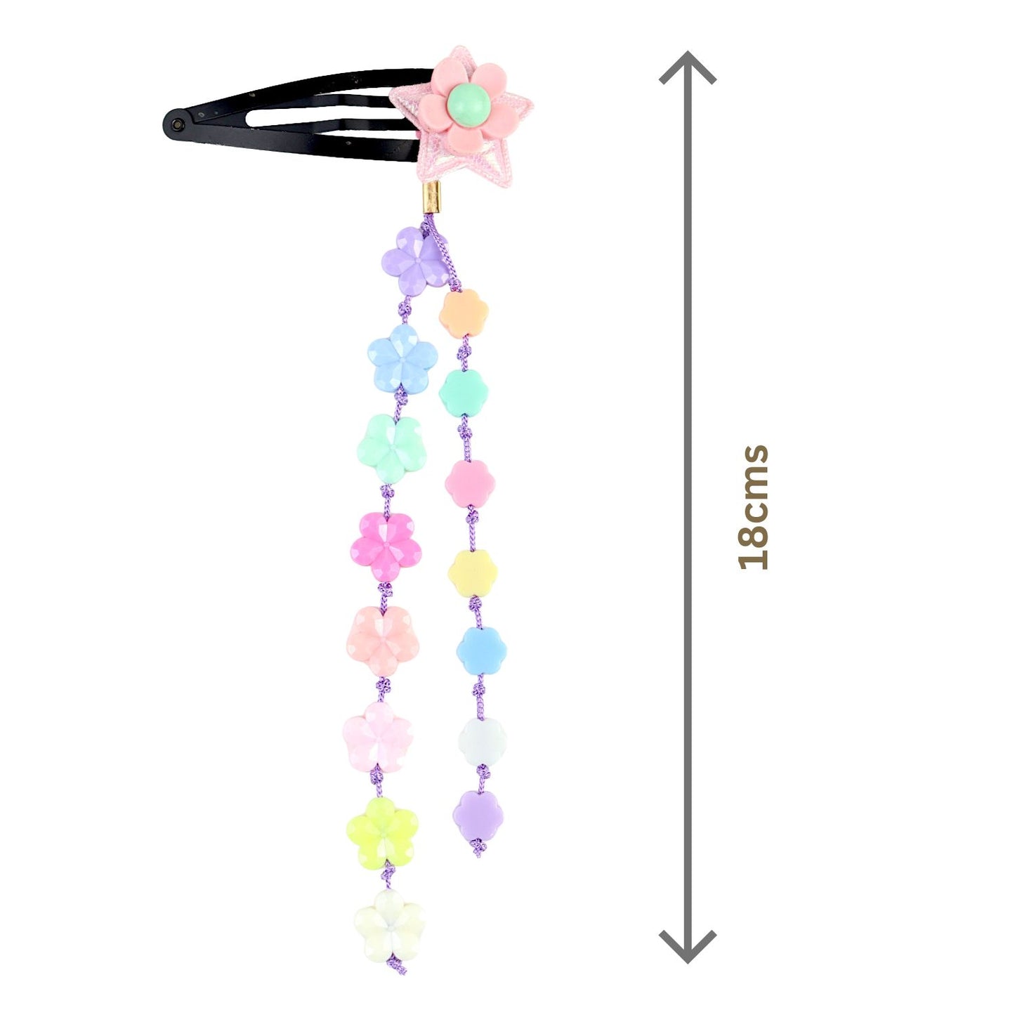 Resin Charm Beaded Tassel Kids Hair Clips, Set of 2