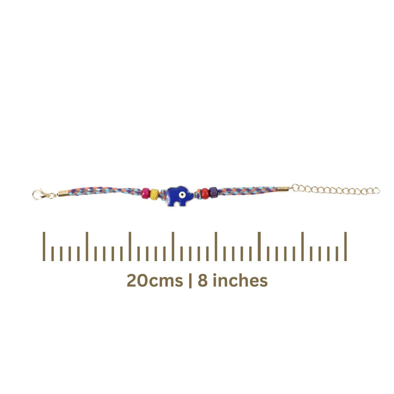 Elephant Evil Eye Weaved Thread Bracelet Rakhi