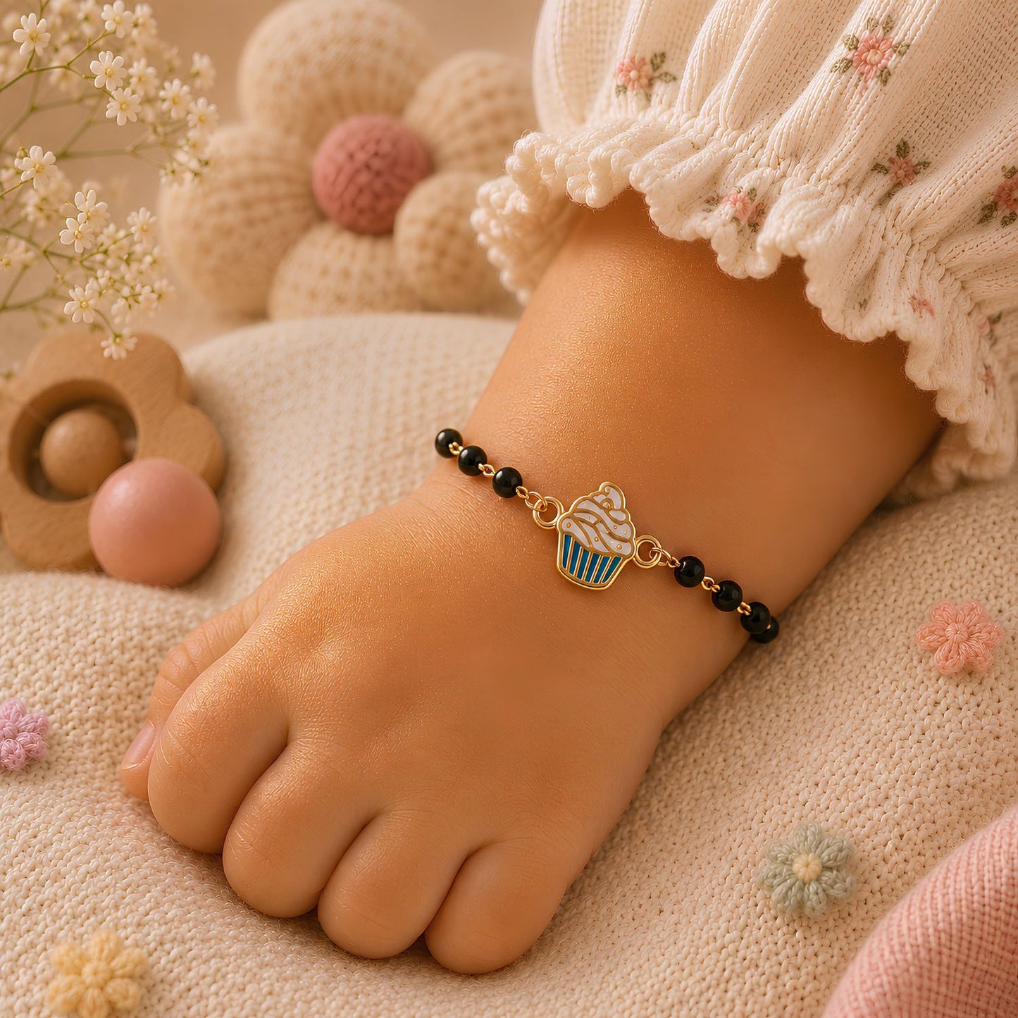 Cupcake Charm Nazariya Girls Bracelet Rakhi