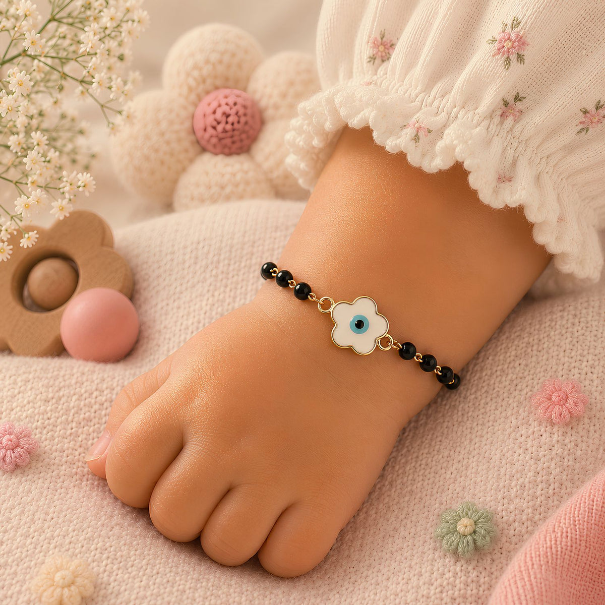 Floral Evil Eye Nazariya Bracelet Rakhi