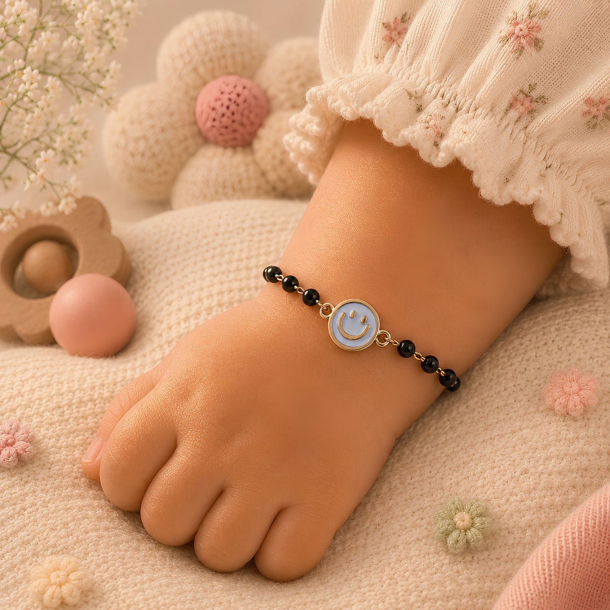 Smiley Charm Nazariya Girls Bracelet Rakhi