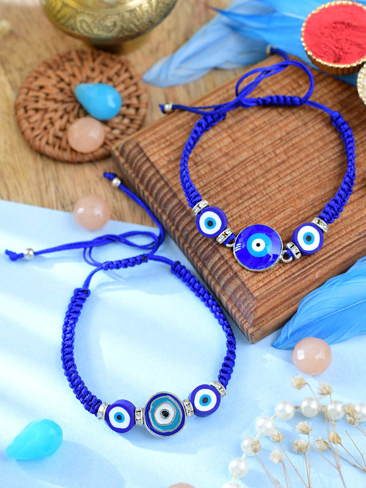Evil Eye Charm Bracelet Rakhis Set of 2