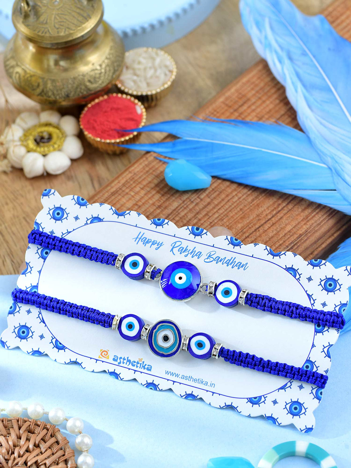 Evil Eye Charm Bracelet Rakhis Set of 2
