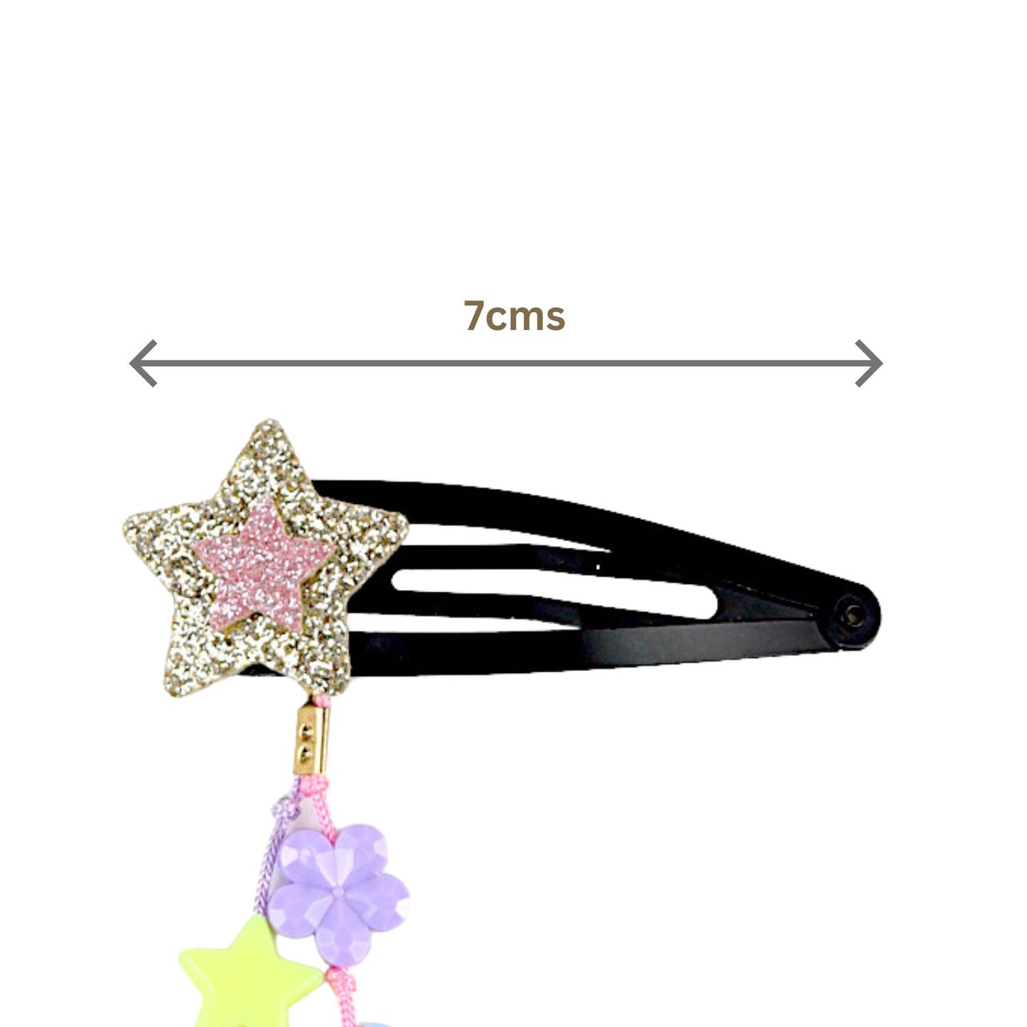 Glitter Star Beaded Tassel Kids Hair Clips, Set of 2