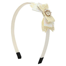Load image into Gallery viewer, Floral Charm Glitter Bow Hair Band
