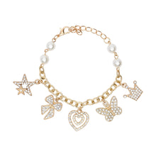 Load image into Gallery viewer, Diamond Studded Multicharm Chain Bracelet
