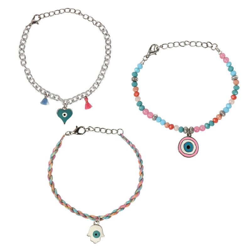 Vibrant Evil Eye Charm Bracelet Set of 3