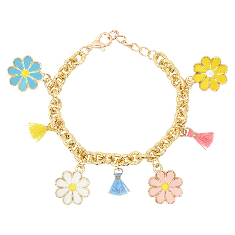 Multi-Charm Tassels Floral Chain Bracelet