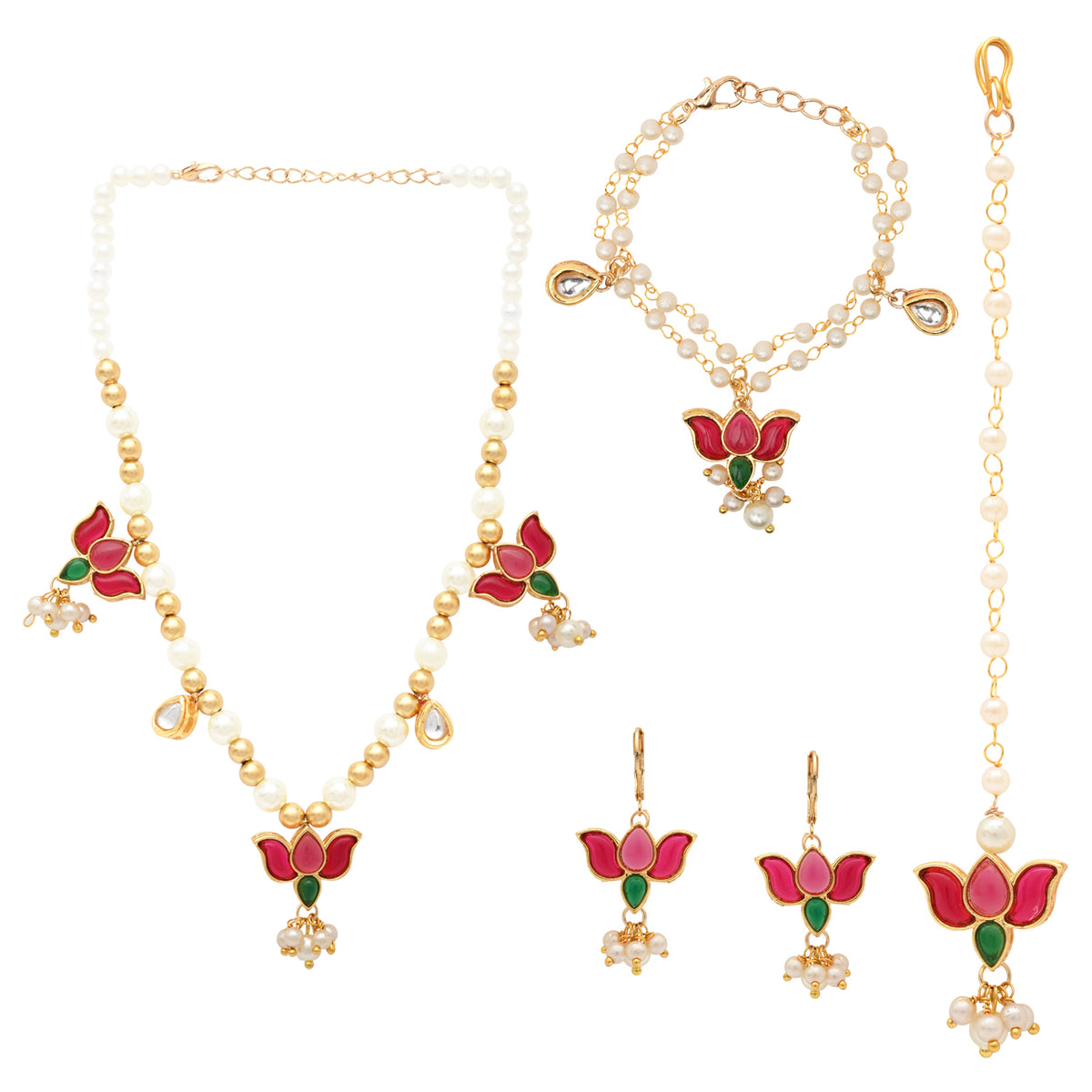 Kundan Lotus Jewellery Set for Girls
