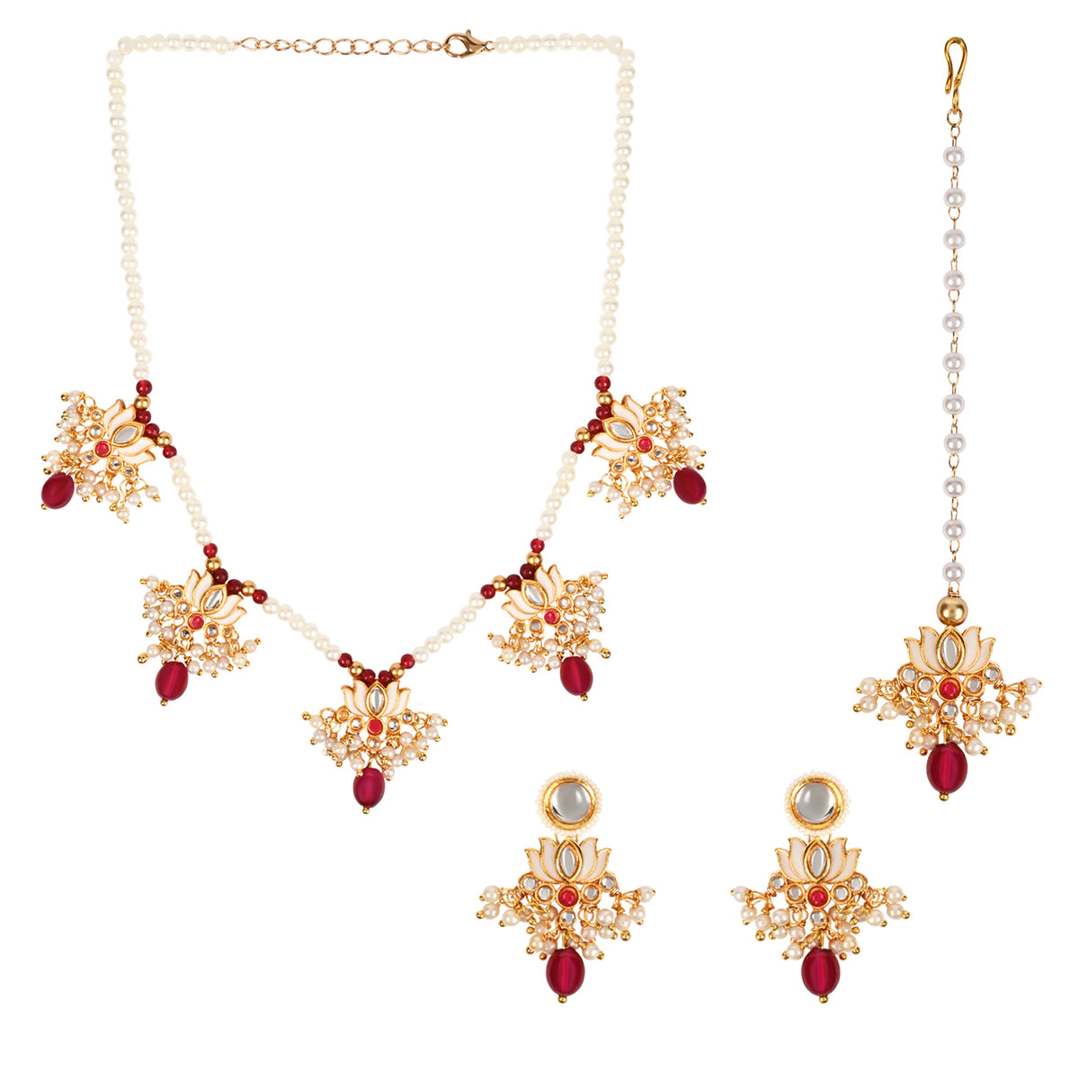 Kundan Lotus Jewellery Set for Girls