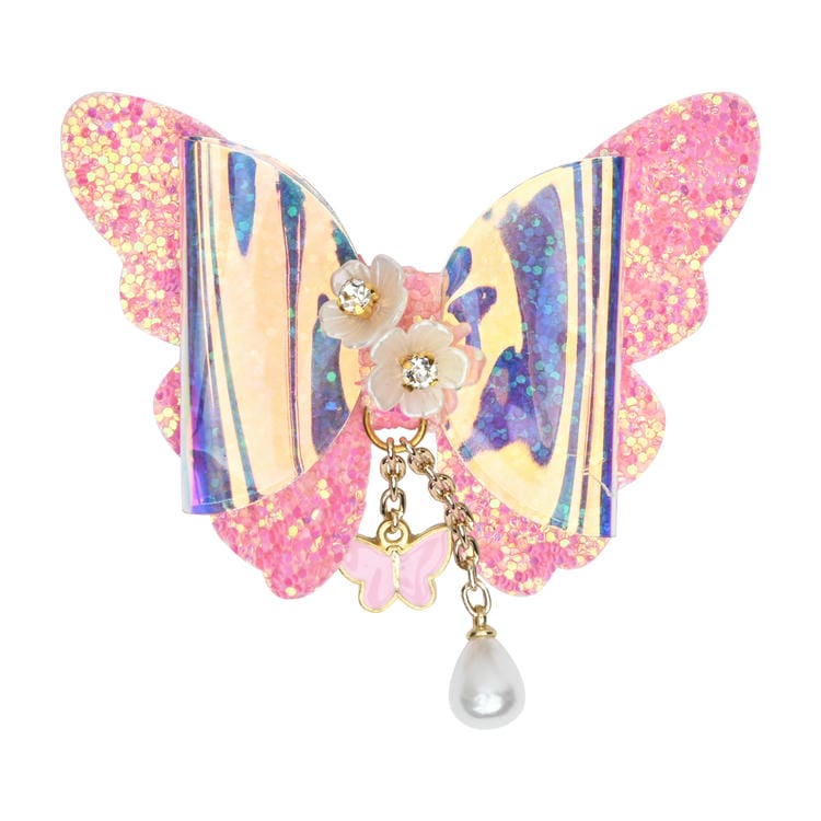Floral Charm Butterfly Glitter Tassel Hair Clip