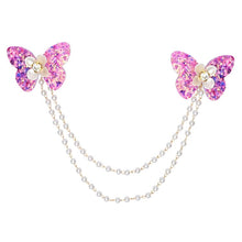 Load image into Gallery viewer, Butterfly Glitter Charm Beaded Hair Clip
