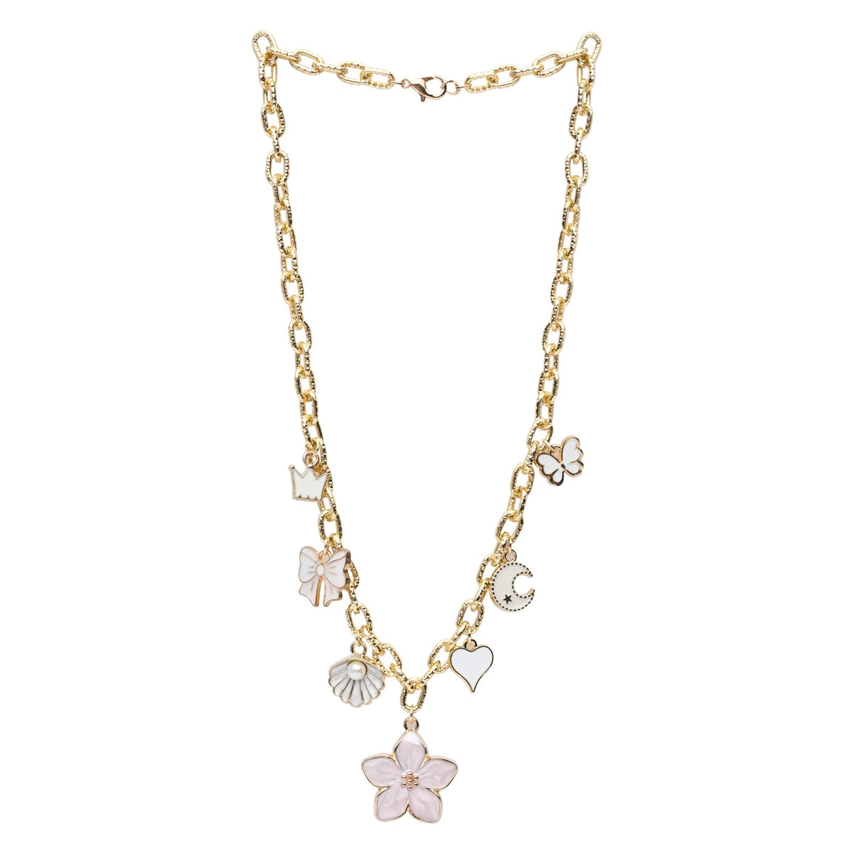 Floral Butterfly Multicharm Chain Necklace