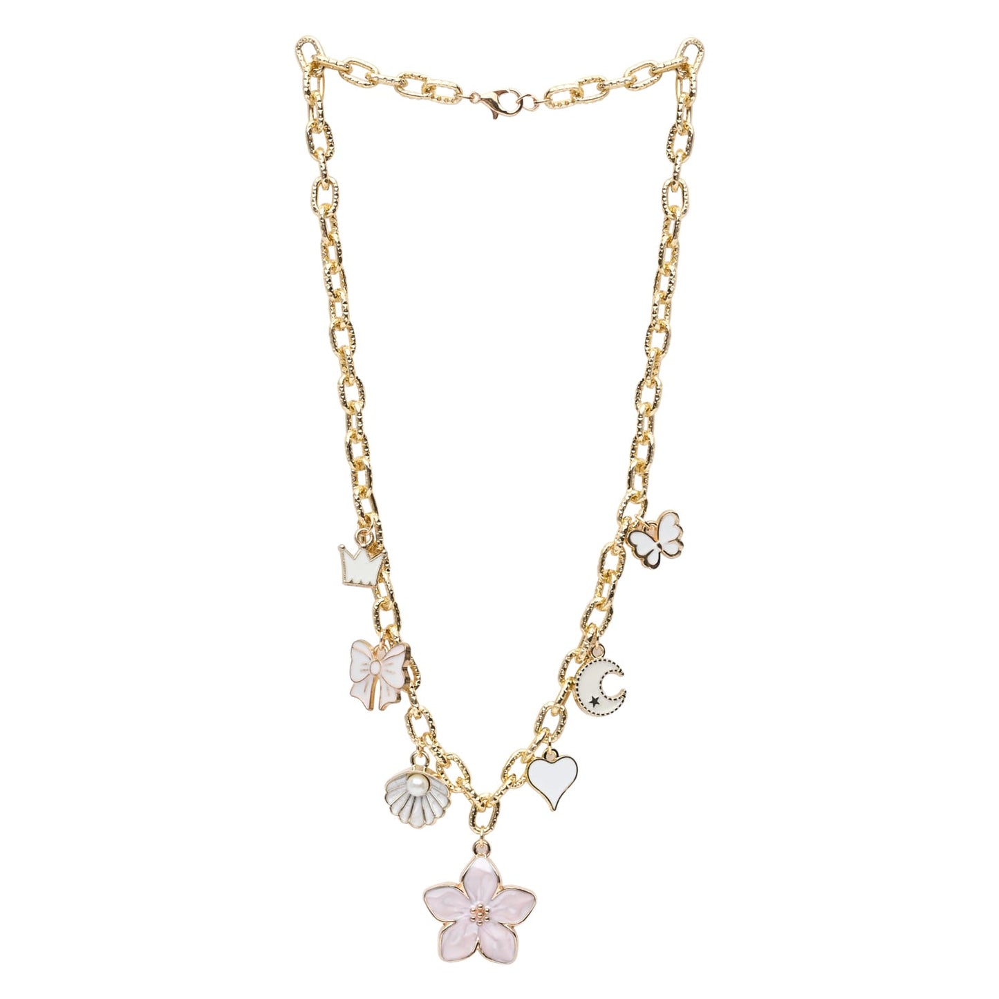 Floral Butterfly Multicharm Chain Necklace