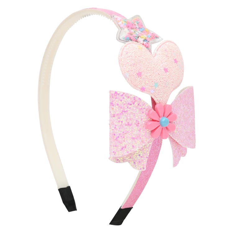 Glitter Bow Heart Motif Hair Band