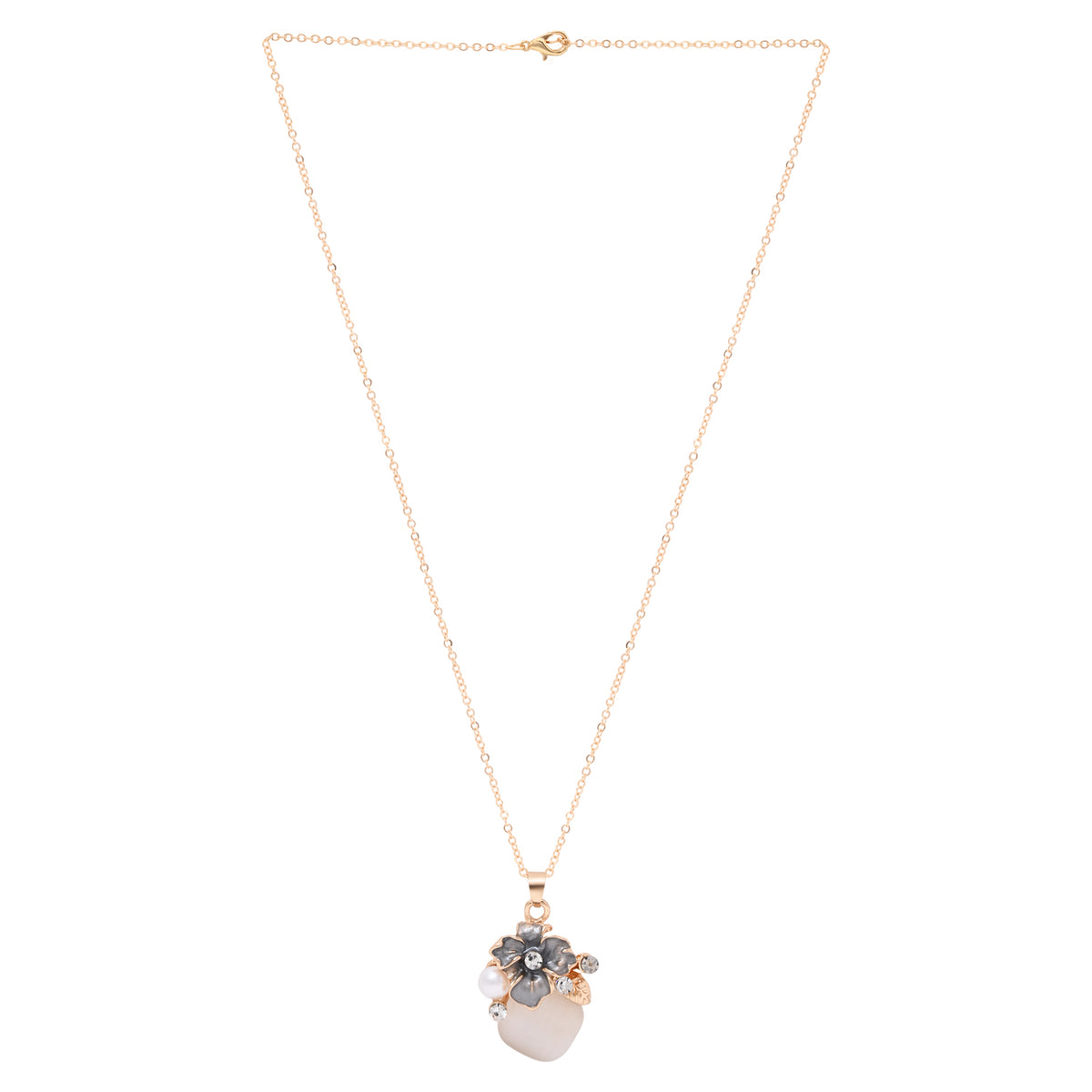 Floral Teardrop Crystal Necklace & Earrings Gift Set for Sister