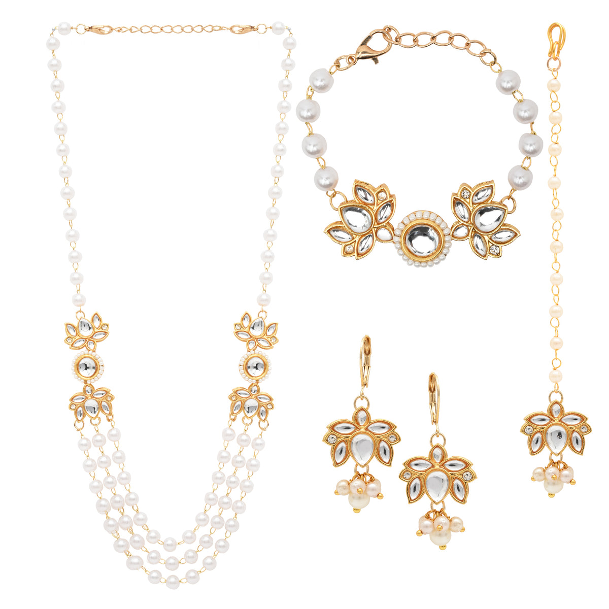 Kundan Lotus Jewellery Set for Girls