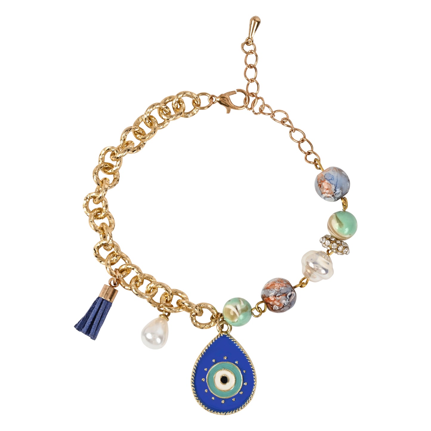 Gold Chain Evil Eye Charm Bracelet