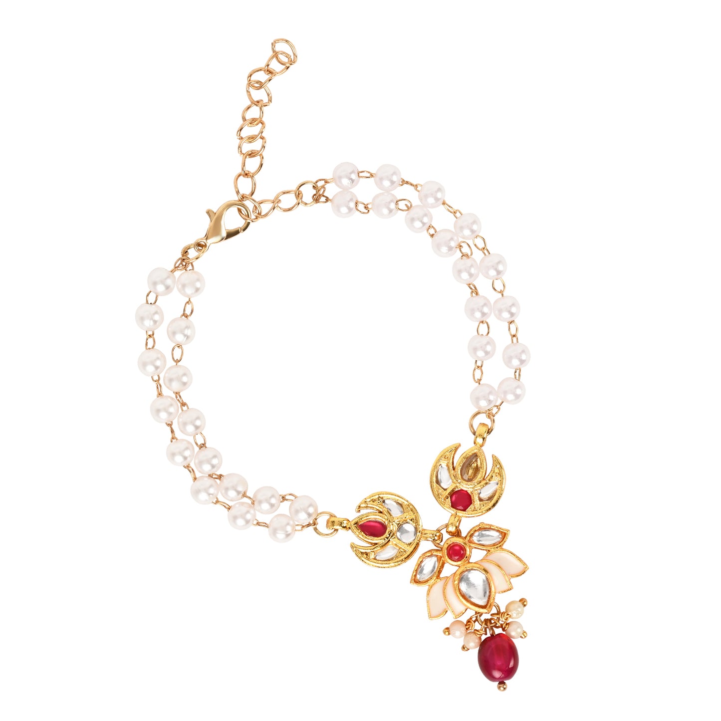 Kundan Mina Bracelet Rakhi Set for Bhai Bhabhi