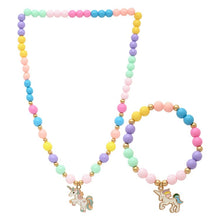 Load image into Gallery viewer, Flying Unicorn Charm Beaded Necklace Bracelet Jewellery Set
