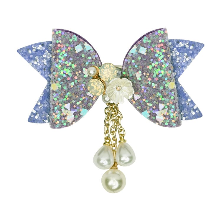Floral Charm Glitter Bow Tassel Hair Clip