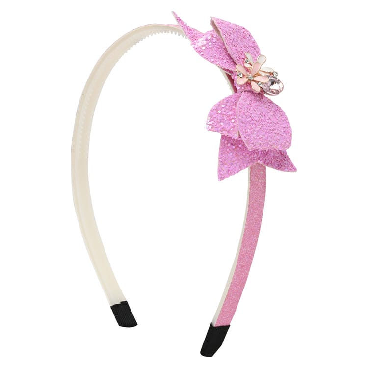 Floral Charm Glitter Bow Hair Band